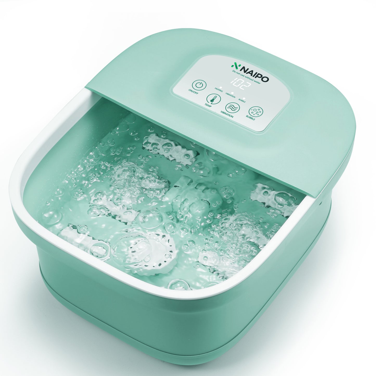 Naipo Foot Spa Bath Massager with Fast Heating, Rich Bubble, Vibration, Rollers, Button Control, Lower Noise - Green