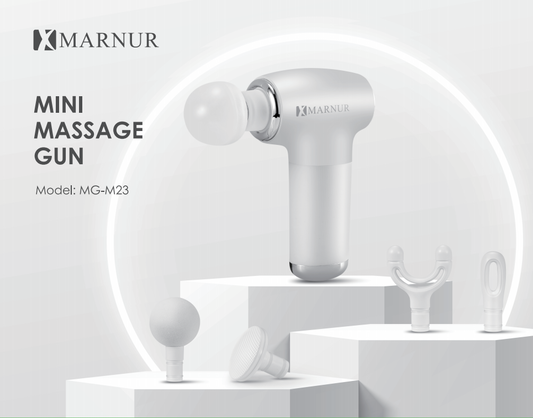 MARNUR Mini Massage Gun with Brushless Motor Portable Handheld Deep Tissue Massager, Light & Palm-sized & Quiet, White