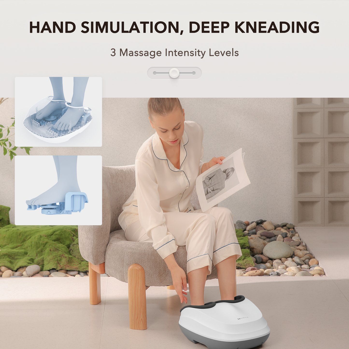 MARNUR Foot Massager Machine with Heat, Deep Kneading Shiatsu, White