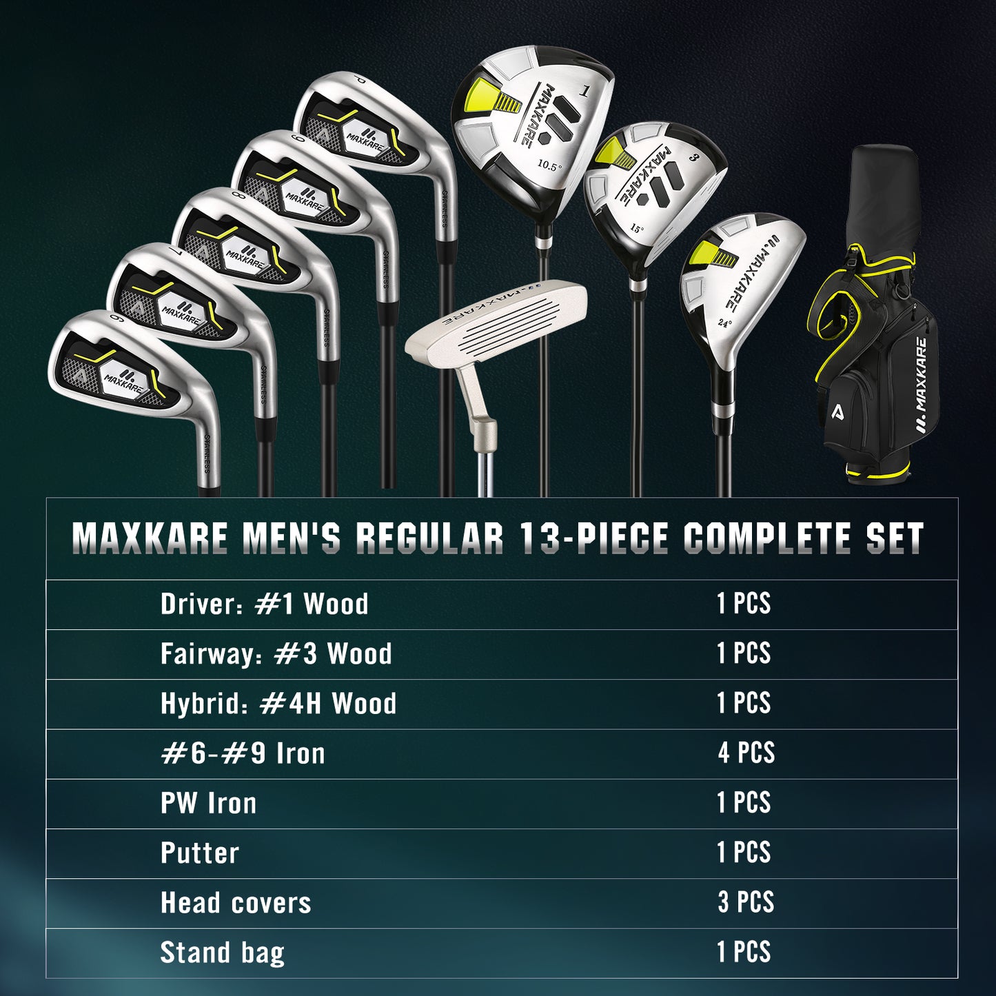 MaxKare Complete Golf Clubs Set Golf Men's Regular 9-Piece Complete Set - Right Hand