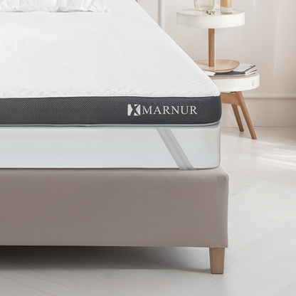 MARNUR Mattress Topper 3 Inches, Gel Memory Foam Mattress Topper with Ventilated Design, Removable and Washable Cover, No-Slip Design, Queen Size