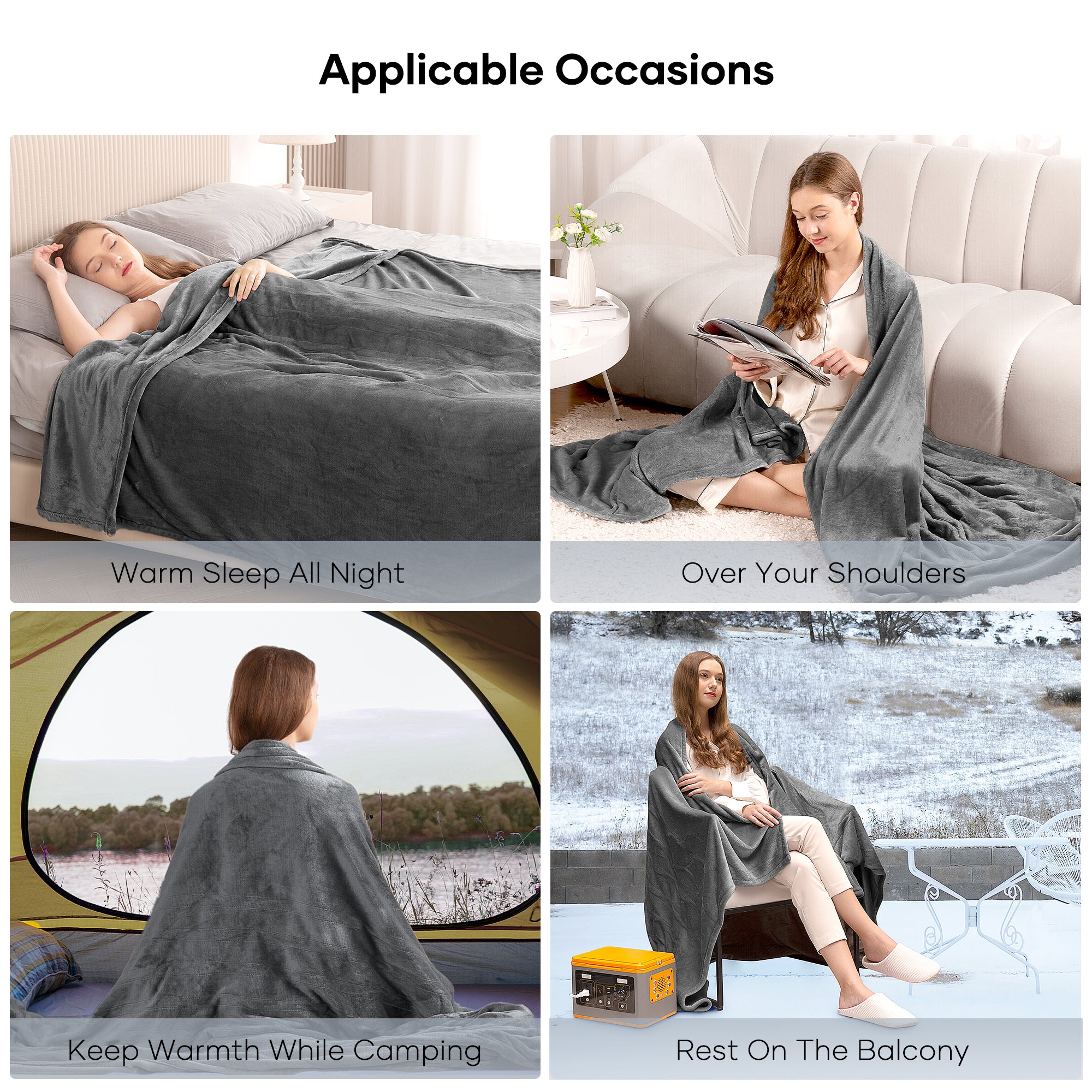 Load image into Gallery viewer, Electric Blanket 72&#39;&#39; x 84&#39;&#39; Full Size Heated Blanket with 6 Heating Levels, 9H Auto-off, Machine Washable - Gray
