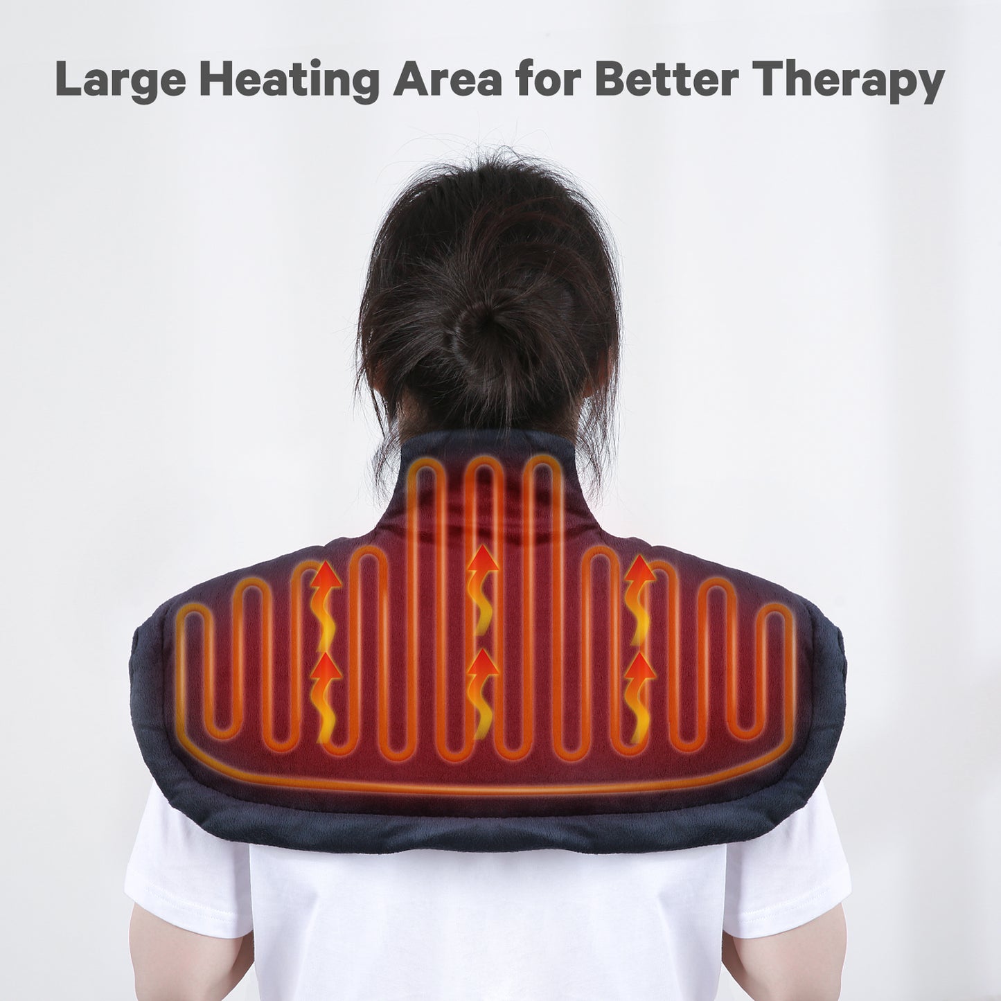 Heating Pad for Back and Shoulder, 22"x16" Heat Wrap with Fast-Heating and 4 Heat Settings, 2 Hours Auto Shut Off Available, Machine Washable - Navy Blue