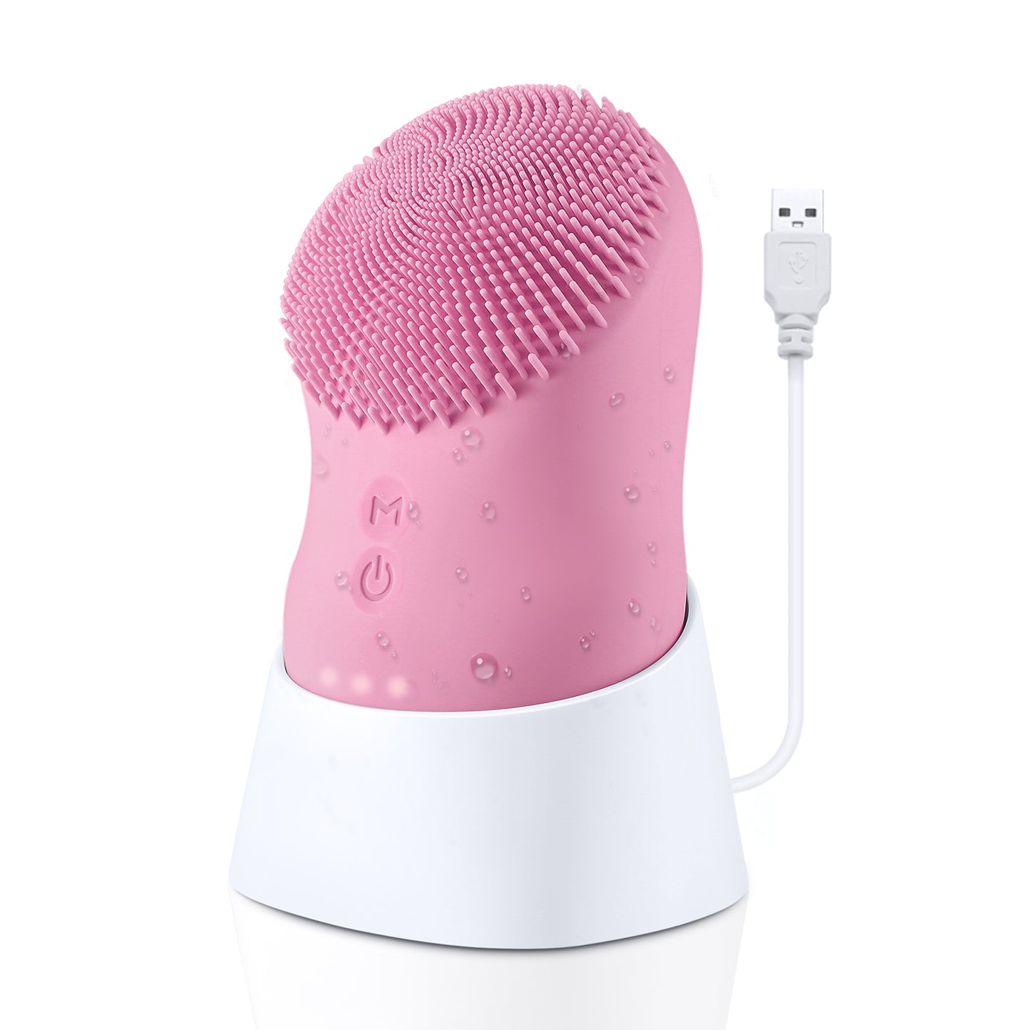 Facial Cleansing Brush, Soft Silicone, Ultrasonic Waterproof Face Cleansing Massager, 6 Function Modes with Rotating Magnetic Beads for Deep Cleansing Exfoliating, Rechargeable and Portable, Pink