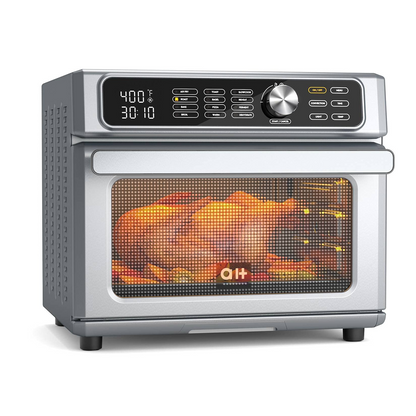 Toaster Oven 12-in-1 Air Fryer Combo, Digital Convection Oven And Dehydrator for Chicken,Pizza and Cookies, Large 24 QT Countertop Oven with 100 Online Recipes, Stainless Steel, 1700W