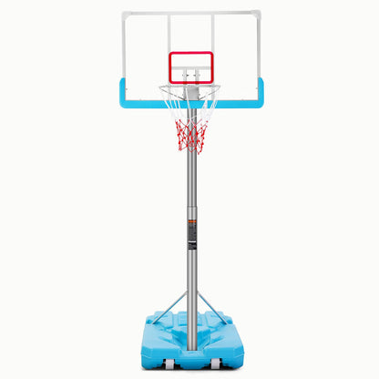 Poolside Basketball Hoop System Portable Swimming Pool Basketball Goal Set Game Stand Adjustable Height 47’’-79’’ Outdoor Indoor for Kid Adult W PVC Shatterproof Backboard Basketball Rim Net