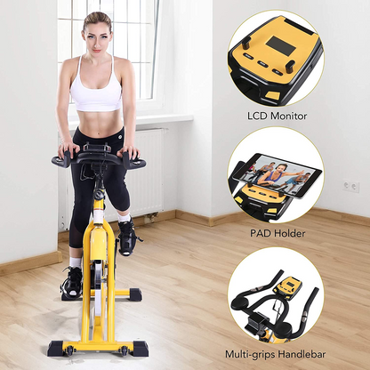 Exercise Bike Stationary Bike Belt Drive Indoor Cycling Bike 44lbs Flywheel & Pulse Sensor/LCD Monitor/IPad Mount Exercise Bike w/Adjustable Handlebar for Home Cardio Workout