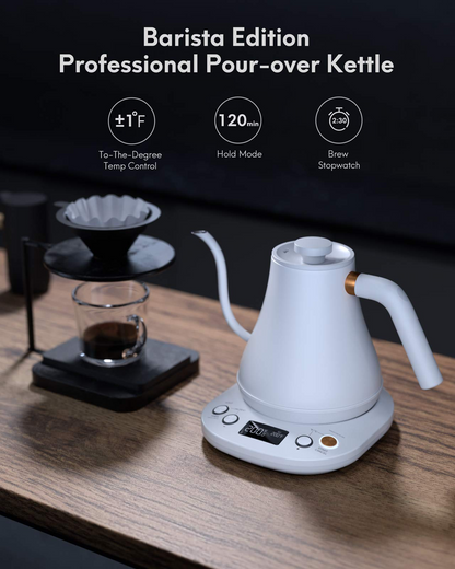 Electric Gooseneck Kettle Temperature Control, Pour Over Kettle for Coffee and Tea, 100% Stainless Steel Inner Lid and Bottom