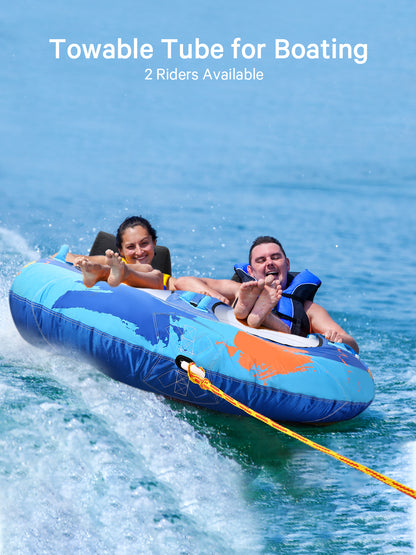 Towable Tube for Boating 2 Rider for Youth & Adult Have Fun in Outdoor - Blue