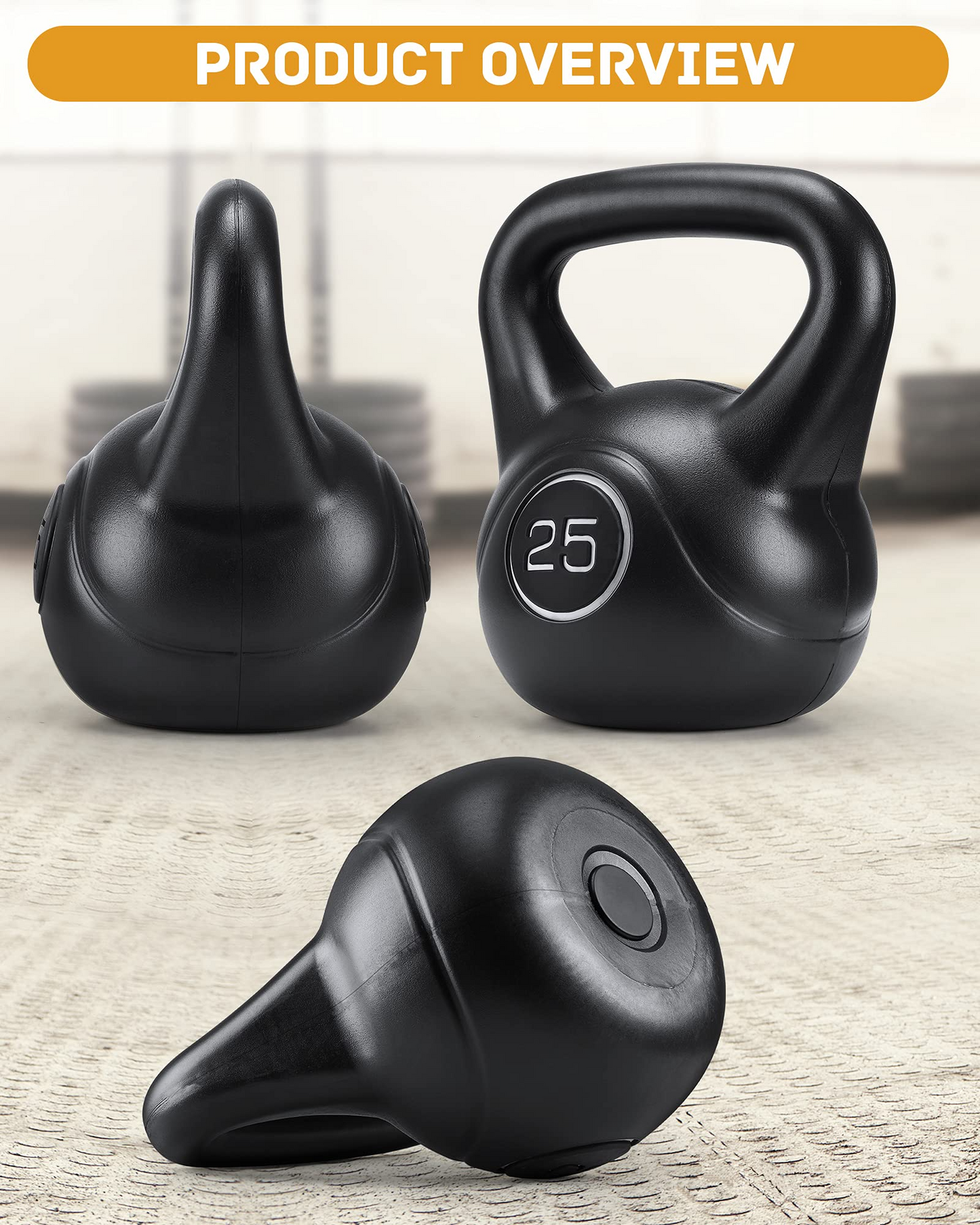 25lbs Kettlebell with HDPE Handle Workout Equipment Professional core Strength Training Weightlift Fitness Home Gym