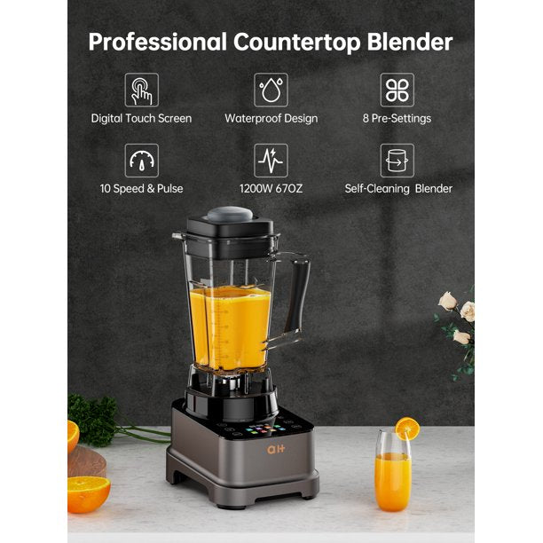 Commercial Blender, 68 oz. Professional Grade Blenders for Shakes and Smoothies, 1500-Watt Multi- Function Smoothie, Black