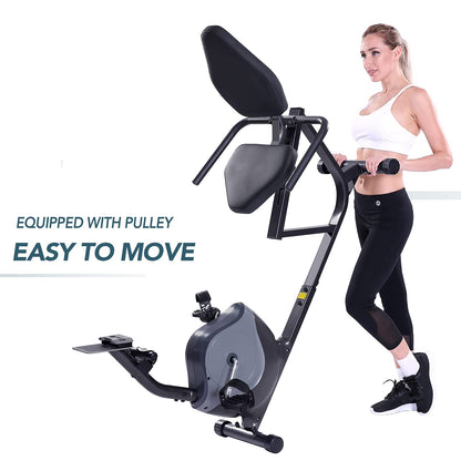 Magnetic Recumbent Exercise Bike for Adults Seniors -Pulse Rate Monitoring, 300 lb Capacity, phone holder and Quick Adjustable Seat- Indoor Magnetic Cycling Fitness Equipment for Home Workout