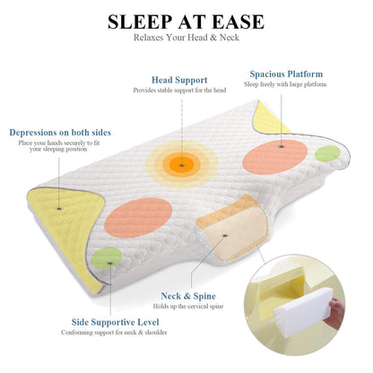 Memory Foam Pillow for Back Side Stomach Sleepers Hardness Adjustable Cervical Pillow Orthopedic Pillow Anti-Snoring Improve Sleep Quality