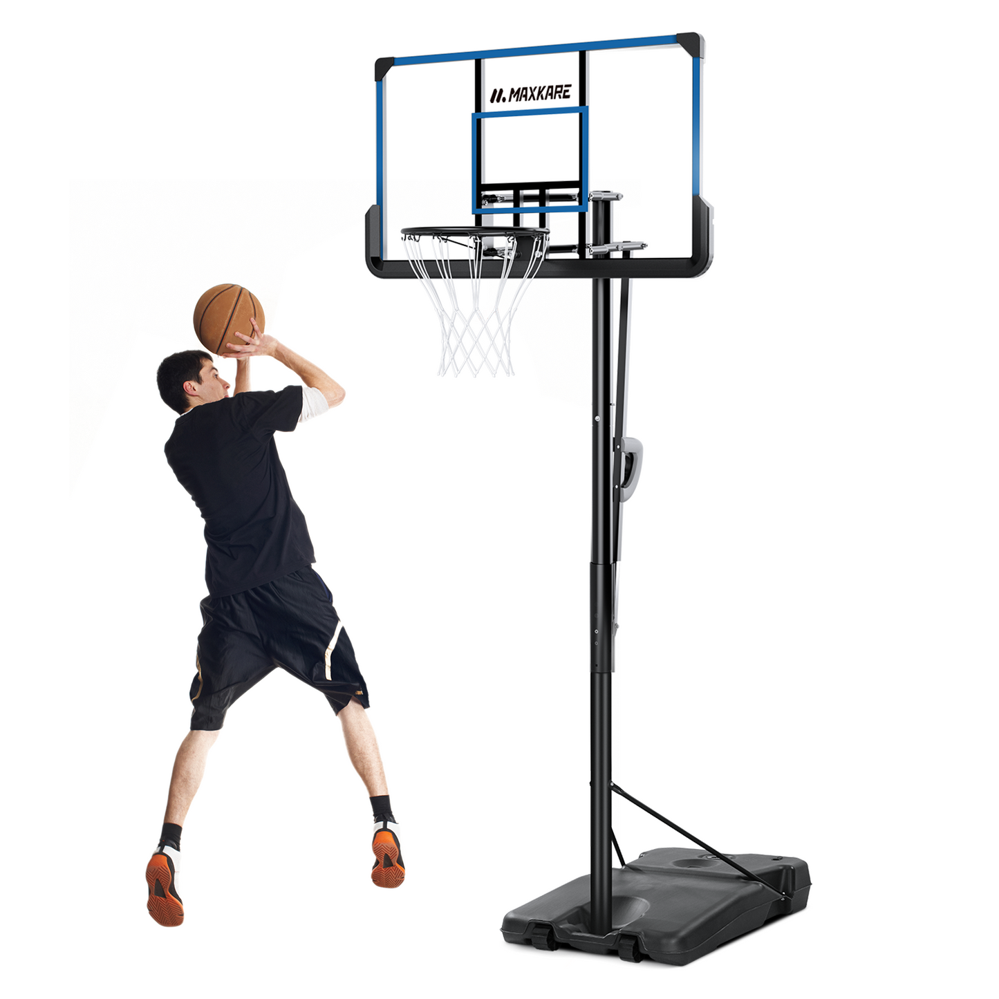 Basketball Hoop Outdoor Portable Basketball Goal & System 48 inch PC Backboard Adjustable from 7ft 6in - 10ft for Adults Teens Boys Outside