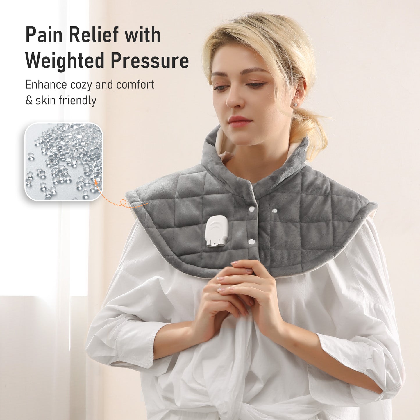 MARNUR Weighted Heating Pad for Neck and Shoulders, 2.2lb Large Electric Heated Neck Shoulder Wrap for Pain Relief, 6 Heat Settings, 2H Auto-off - 20"x23"