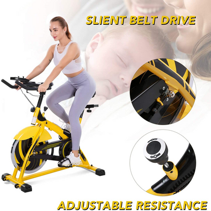 Exercise Bike Stationary Bike Belt Drive Indoor Cycling Bike 44lbs Flywheel & Pulse Sensor/LCD Monitor/IPad Mount Exercise Bike w/Adjustable Handlebar for Home Cardio Workout