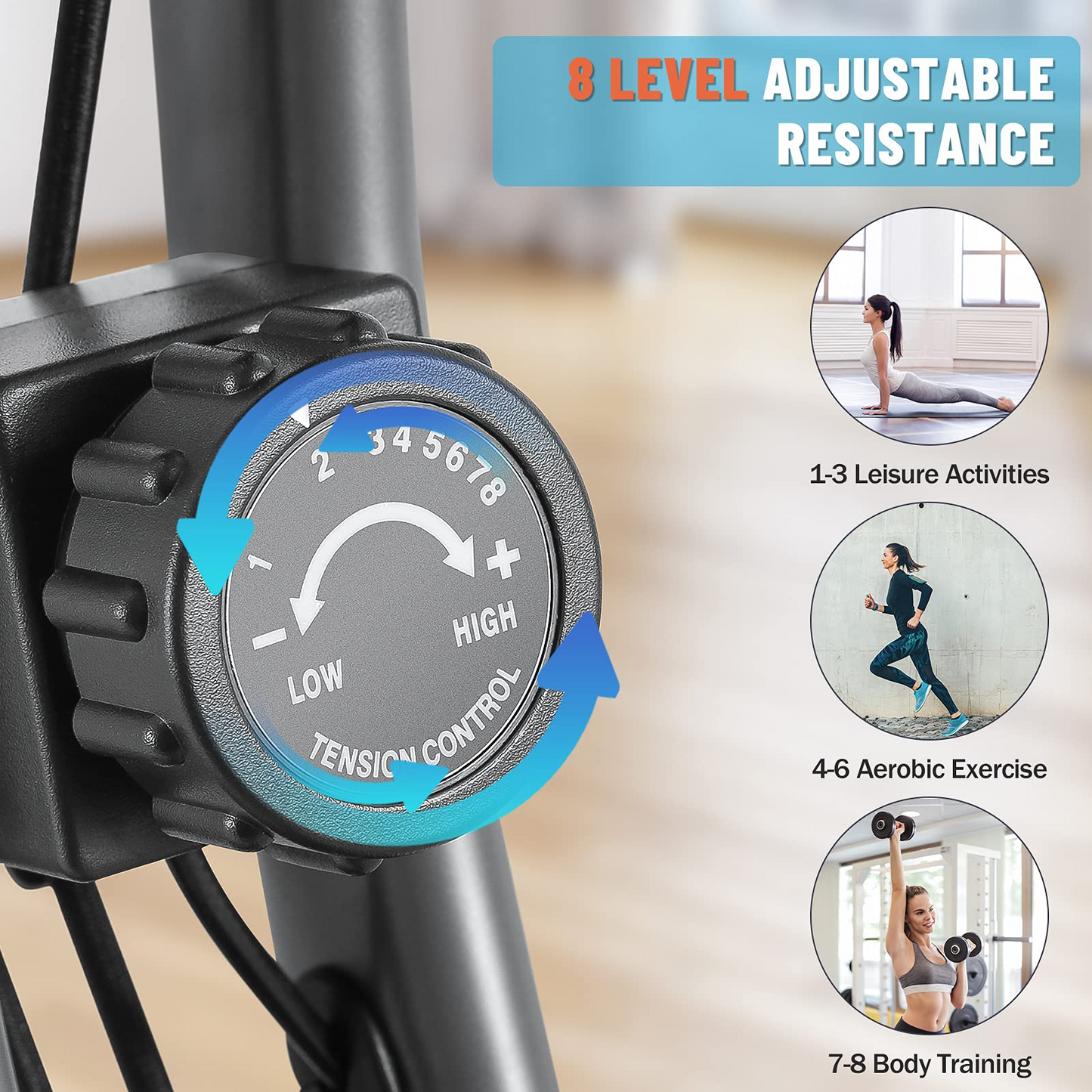 Exercise Bike Foldable Stationary Bike High configuration Magnetic Upright Recumbent Portable Fitness Cycle with Arm Resistance Bands/Extra Large Adjustable Backrest Seat/LCD Display/Pulse Sensor/for Home Indoor (3-IN-1 2021 upgraded)