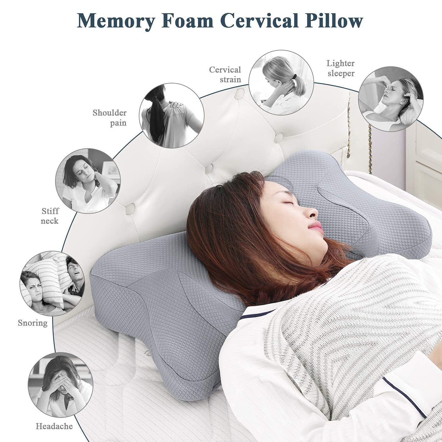 Ergonomic Cervical Pillow for Neck/Shoulder Pain; Side ,Back