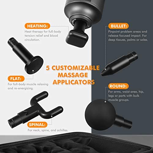 Heated Massage Percussion Gun for Athletes, Deep Tissue Muscle Massager