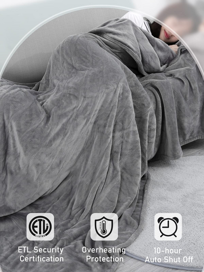 Electric Large Heated Blanket Twin Size 62" x 84" Heating Throw with 4 Heating Levels & 10 Hours Auto-Off & Overheating Protection, Soft Flannel Warming Blanket Throw for Home Use