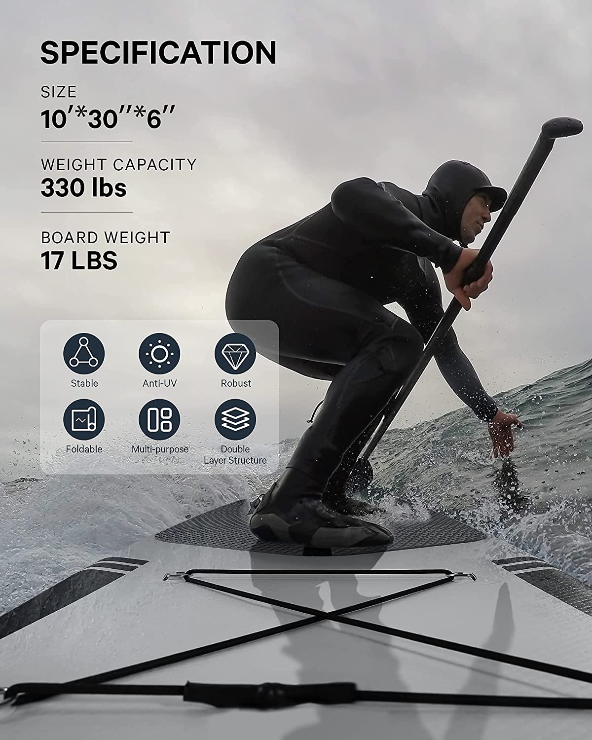 Stand Up Paddle Board 10'30''6'' Inflatable SUP with Premium Paddleboard & Bi-Directional Pump & Backpack Portable for Youth Adult