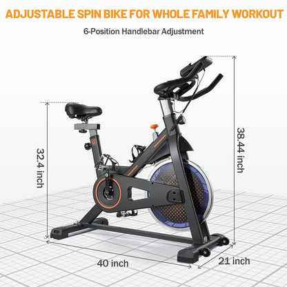 Exercise Bike, Indoor Stationary Cycling Bike with LCD Monitor & iPad Bracket, Adjustable Handles and Seat, Adjustable Resistance Upright Bike for All Ages Cardio Workout at Home