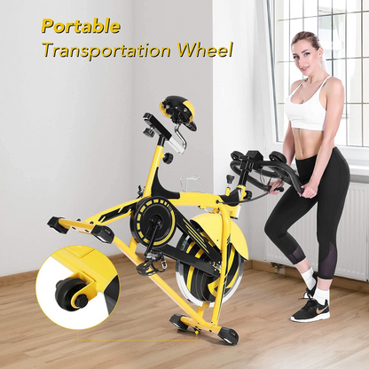 Exercise Bike Stationary Bike Belt Drive Indoor Cycling Bike 44lbs Flywheel & Pulse Sensor/LCD Monitor/IPad Mount Exercise Bike w/Adjustable Handlebar for Home Cardio Workout