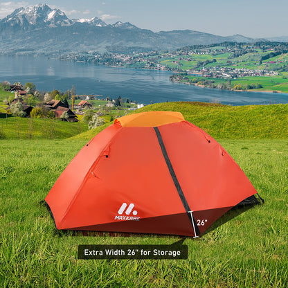 Backpacking Tent Hiking Tent 1-Person Camping Tent for Camping Travel Hiking Mountaineering Outdoor, Ultralight, Waterproof, Easy Set Up with Rainfly, Wind Ropes, Storage Bag - Orange & Yellow