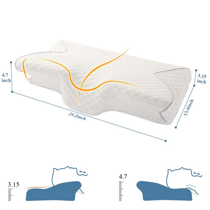 Memory Foam Pillow for Back Side Stomach Sleepers Hardness Adjustable Cervical Pillow Orthopedic Pillow Anti-Snoring Improve Sleep Quality