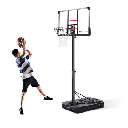 Basketball Hoop Portable Basketball Court System with Adjustable Height, 44 Inch Backboard, Wheels for Adults, Teens, Indoor & Outdoor Use