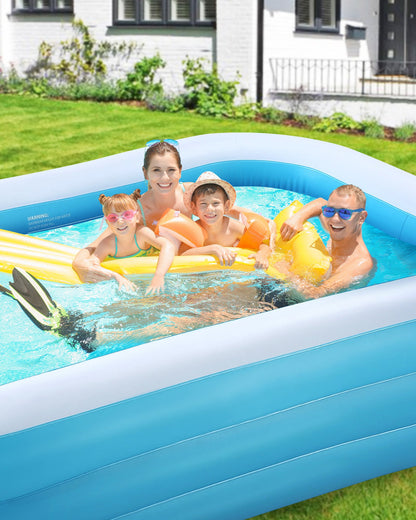 Inflatable Swimming Pool Fmaily Inflatable Pool Full-Sized Blow Up Pool 120''*72''*22'' for Baby Kids Adults Outdoor Backyard Summer Water Party