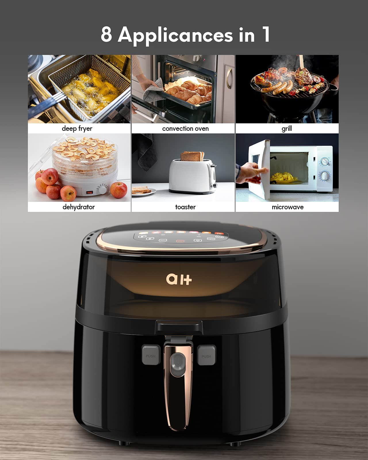 Qualeben 8-in-1 Air Fryer, 6QT Large Family Size Oven Oilless