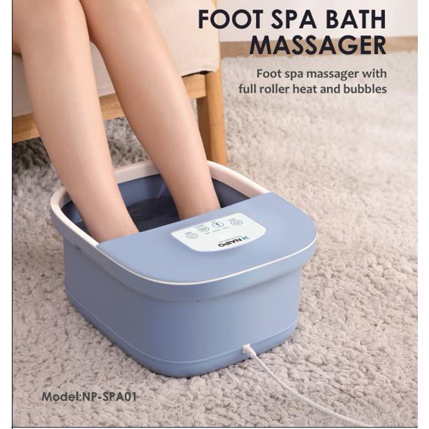 Naipo Foot Spa Bath Massager with Fast Heating, Rich Bubble, Vibration, Rollers, Lower Noise - Blue