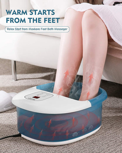 Foot Bath Massager with Heat Bubbles Vibration and 14 Massage Rollers, Foot Spa Basin Pedicure Soaking Feet with Adjustable Temperature and Auto Shut-Off, Comfortable Relax Home Spa Experience - NAIPO