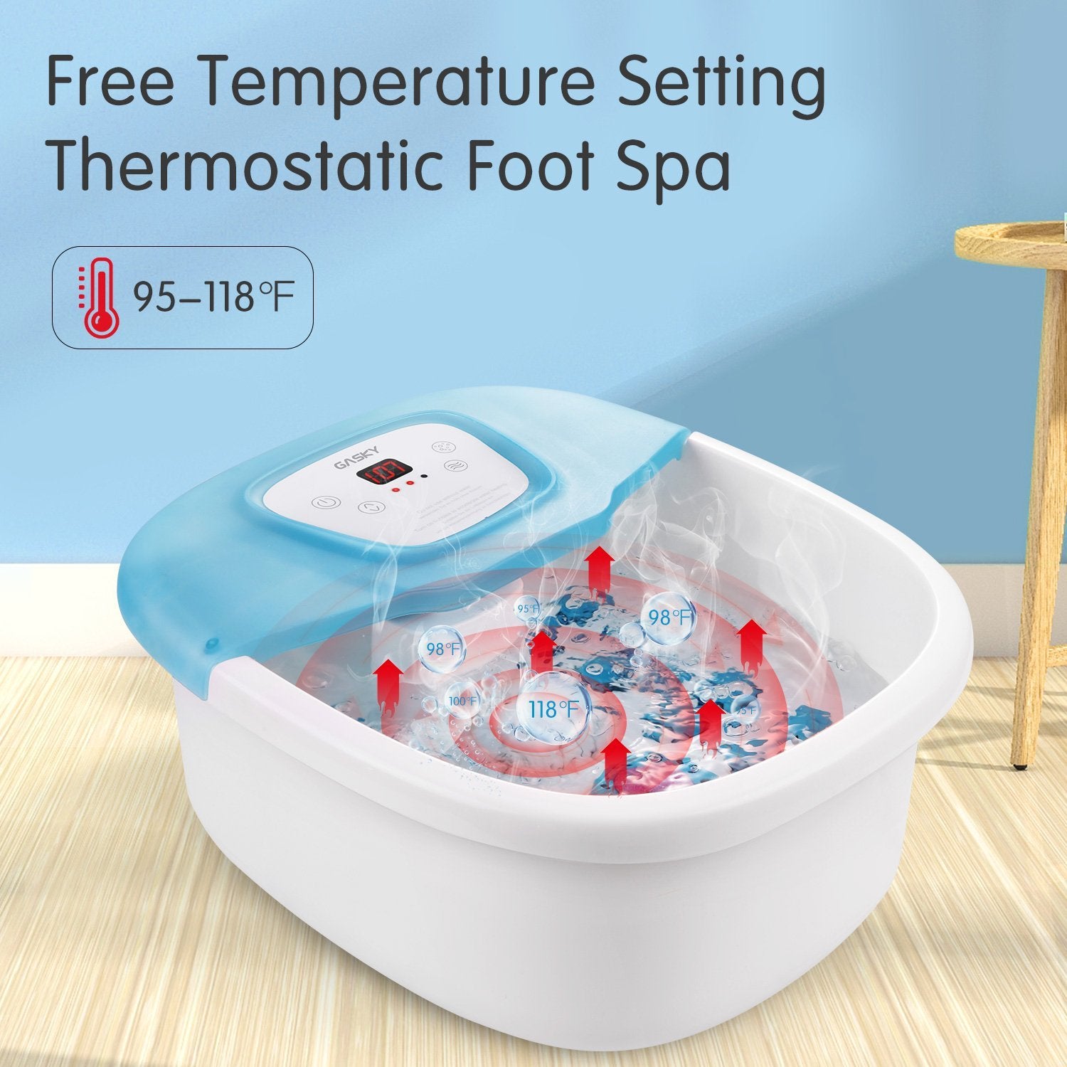 Foot Bath Massager with Heat, Vibration, Bubbles and Pedicure Grinding Stone, Heated Foot Spa of 16 Shiatsu Masssage Rollers, Adjustable Temperature Foot Soaking Bath Basin for Home Use - NAIPO