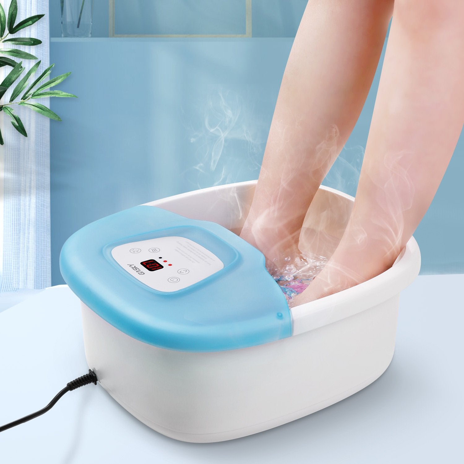 Foot Bath Massager with Heat, Vibration, Bubbles and Pedicure Grinding Stone, Heated Foot Spa of 16 Shiatsu Masssage Rollers, Adjustable Temperature Foot Soaking Bath Basin for Home Use - NAIPO