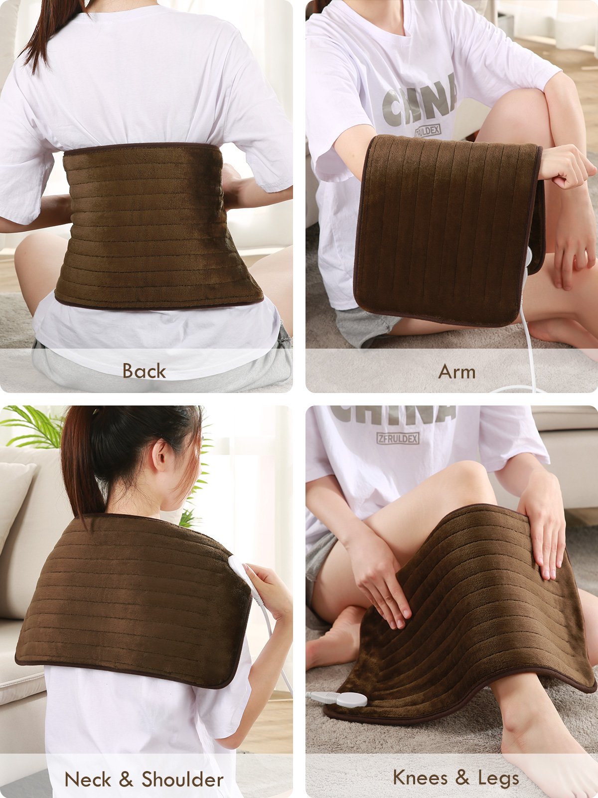 Heating Pad for Full Body Pain Relief, Super Soft and Extra Large, Safe 1.5 Hours Auto Shut Off, 6 Levels Heating Settings, 12 x 24 Inch, Full Body Use, Chestnut - NAIPO