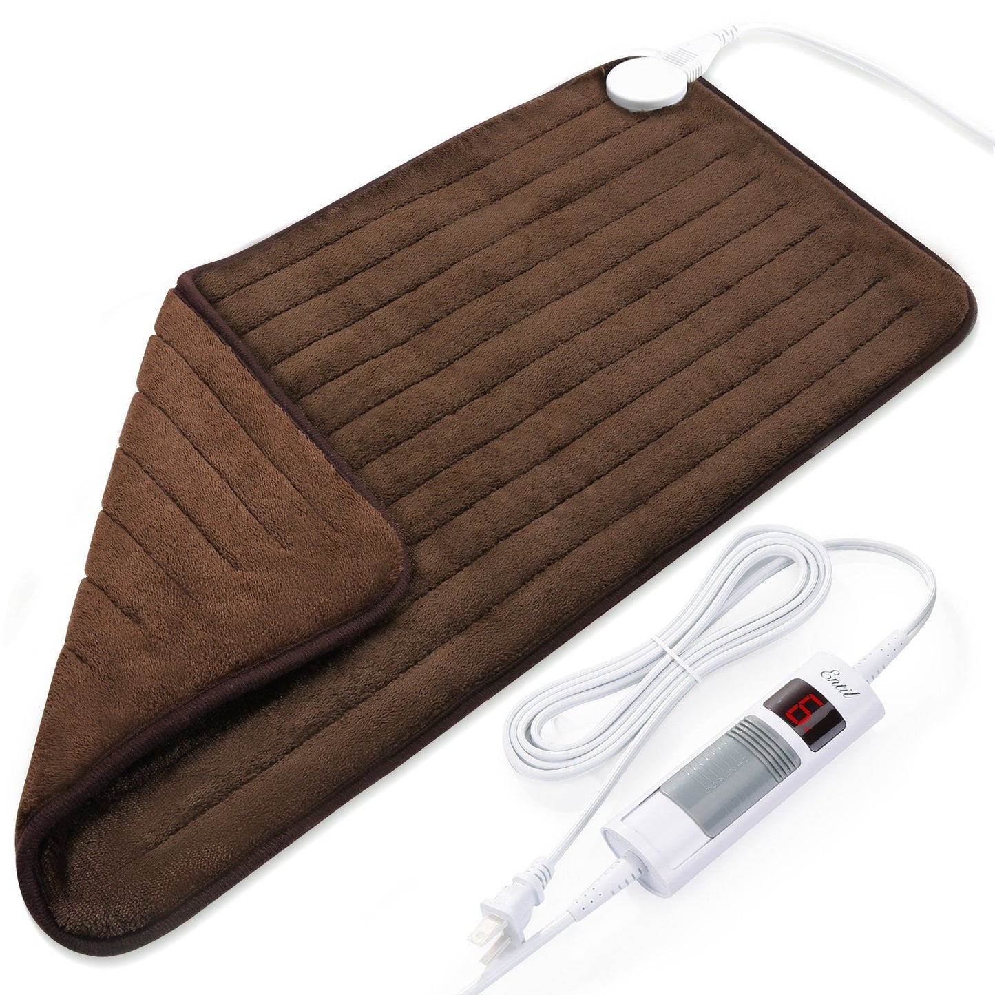 Heating Pad for Full Body Pain Relief, Super Soft and Extra Large, Safe 1.5 Hours Auto Shut Off, 6 Levels Heating Settings, 12 x 24 Inch, Full Body Use, Chestnut - NAIPO