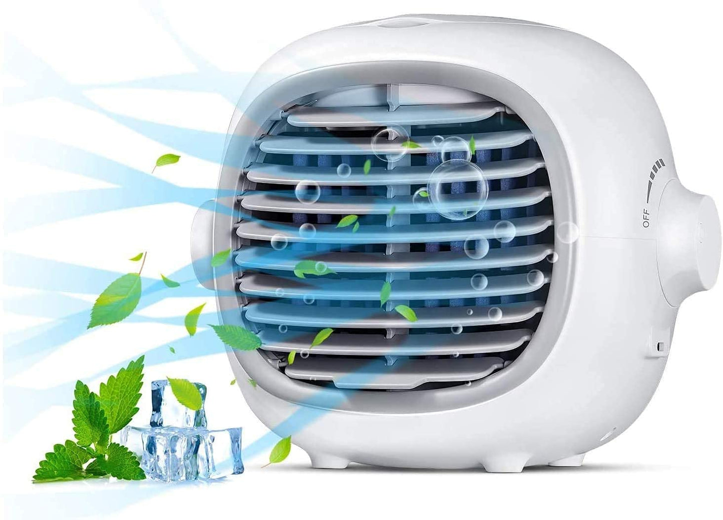 Portable Air Conditioner Fan Evaporative Portable Cooler Fan Space Cooler Fan Quiet Desk Fan with USB Recharged