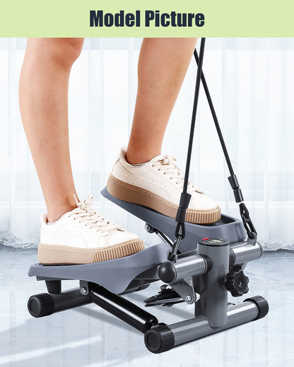 Mini Stepper Exercise Machine Aerobic Stepper with Resistance Bands Adjustable Portable Step Platform with LCD Display for Adult & Kid & Teenager