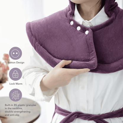 Large Electric Heating Pad for Back and Shoulders, 24”x33” Heat Wrap Vest with 6 Heating Levels, 1.5 Hours Auto Shut Off Available, Purple - NAIPO