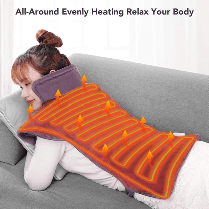 Large Electric Heating Pad for Back and Shoulders, 24”x33” Heat Wrap Vest with 6 Heating Levels, 1.5 Hours Auto Shut Off Available, Purple - NAIPO