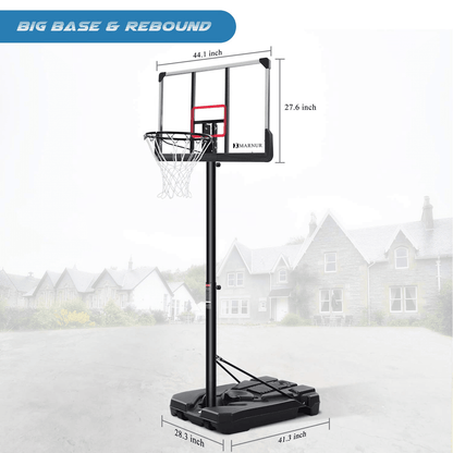 MARNUR Basketball Hoop Basketball System Portable Basketball Goal Basketball Equipment with Adjustable Height with Big Backboard & Wheels and Large Base for Youth and Adults Family Indoor Outdoor - NAIPO