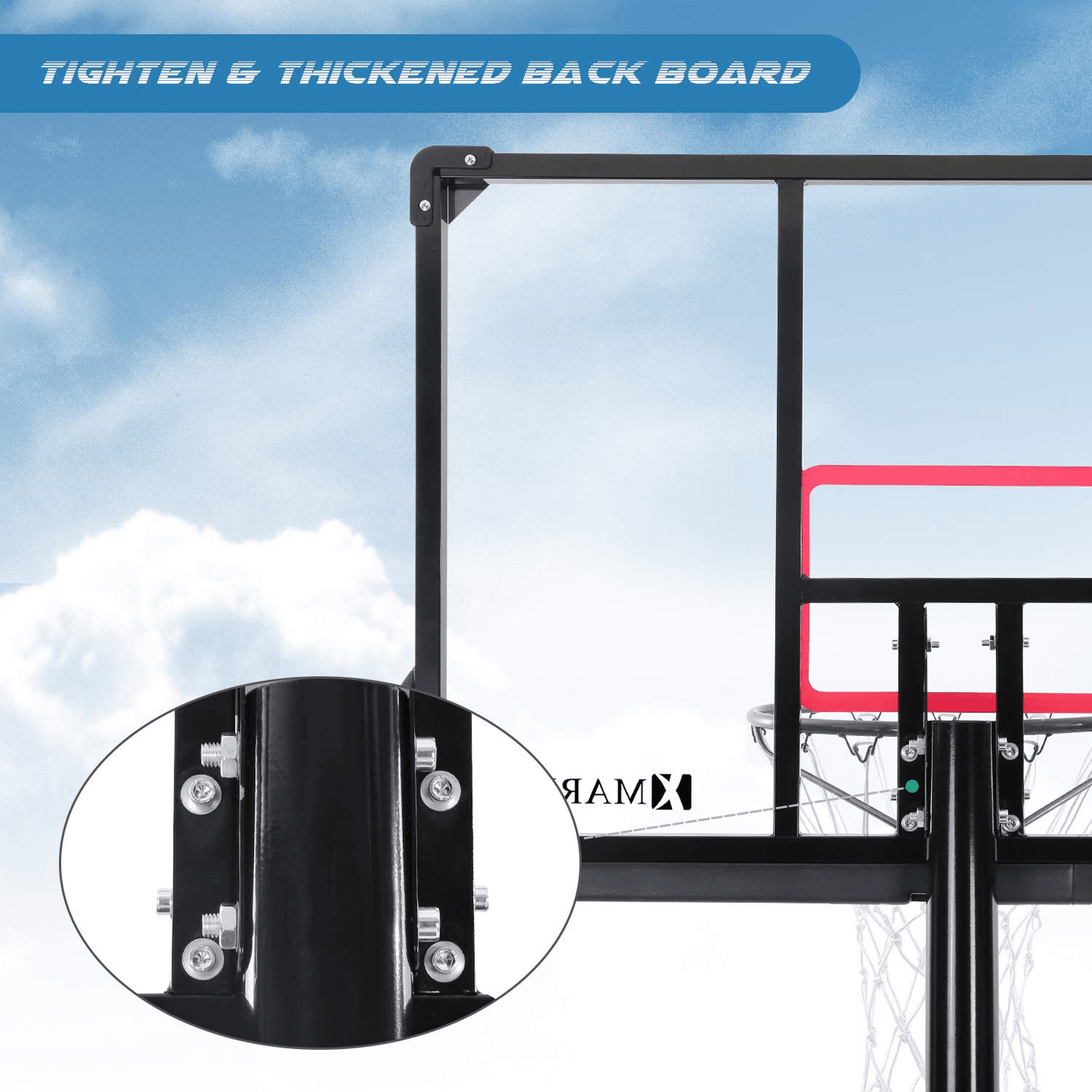 MARNUR Basketball Hoop Basketball System Portable Basketball Goal Basketball Equipment with Adjustable Height with Big Backboard & Wheels and Large Base for Youth and Adults Family Indoor Outdoor - NAIPO