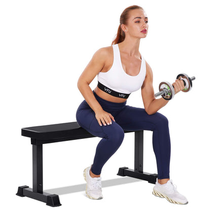 MaxKare Flat Weight Bench 500 LBS Capacity 42x18.5x19"Workout Exercise Fitness Bench Thick Backrest Cushion for Home Gym Strength Training - NAIPO