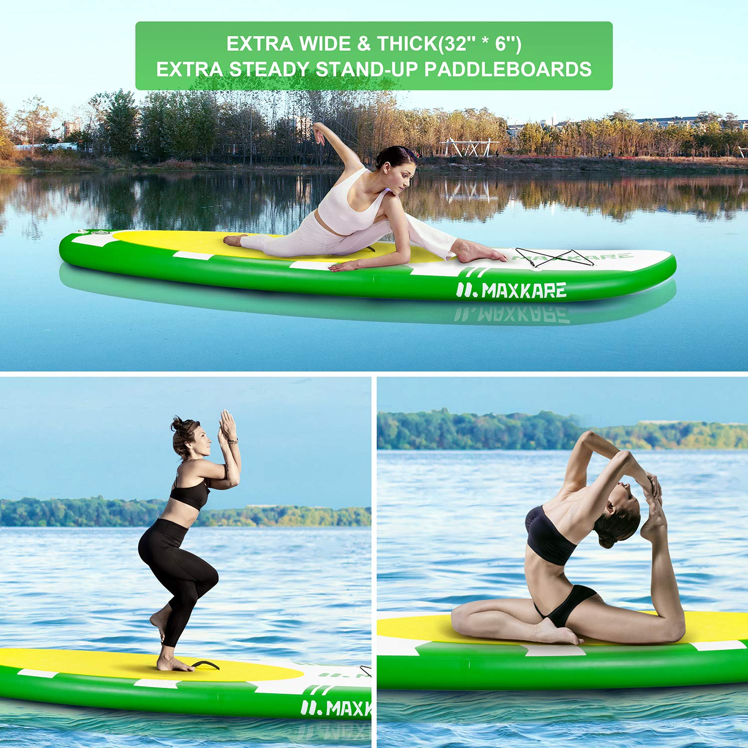 MaxKare Inflatable Paddle Board SUP Stand Up Paddle Board 6 inches Thick Board with SUP Accessories & Carry Bag & Fast Pumping for Adults - NAIPO