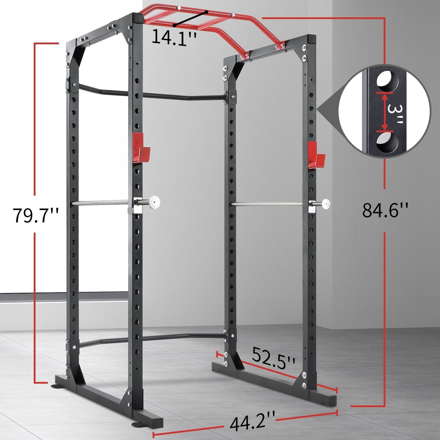 MaxKare Power Cage Squat Rack Cage with 2021 Upgraded Galvanized Safety Bar, 19-Level Adjustable with J-Hooks Heavy Duty for 1000lbs Capacity Olympic for Barbell Lifting, Squat Stand, Push ups, Pull ups - NAIPO