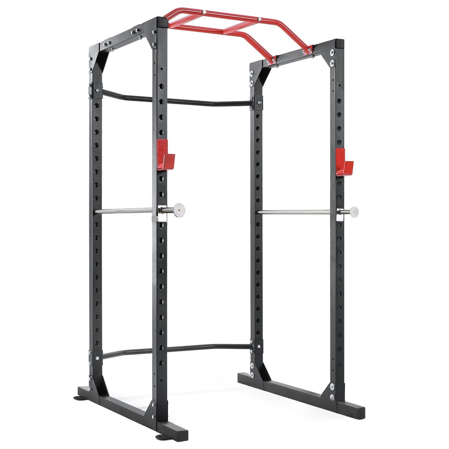 MaxKare Power Cage Squat Rack Cage with 2021 Upgraded Galvanized Safety Bar, 19-Level Adjustable with J-Hooks Heavy Duty for 1000lbs Capacity Olympic for Barbell Lifting, Squat Stand, Push ups, Pull ups - NAIPO