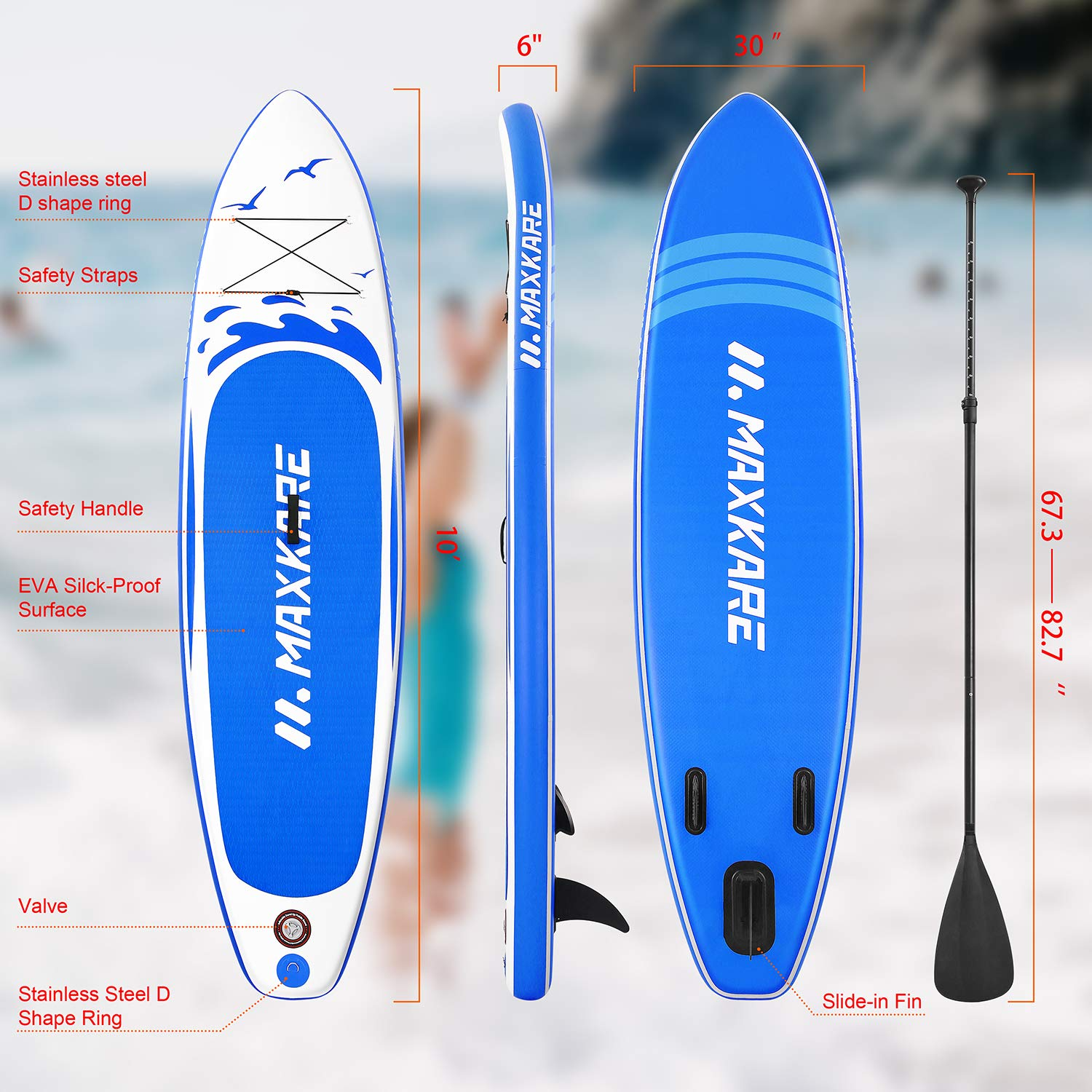 350 LBS Inflatable Paddle Board Surfing Yoga Fishing Accessories