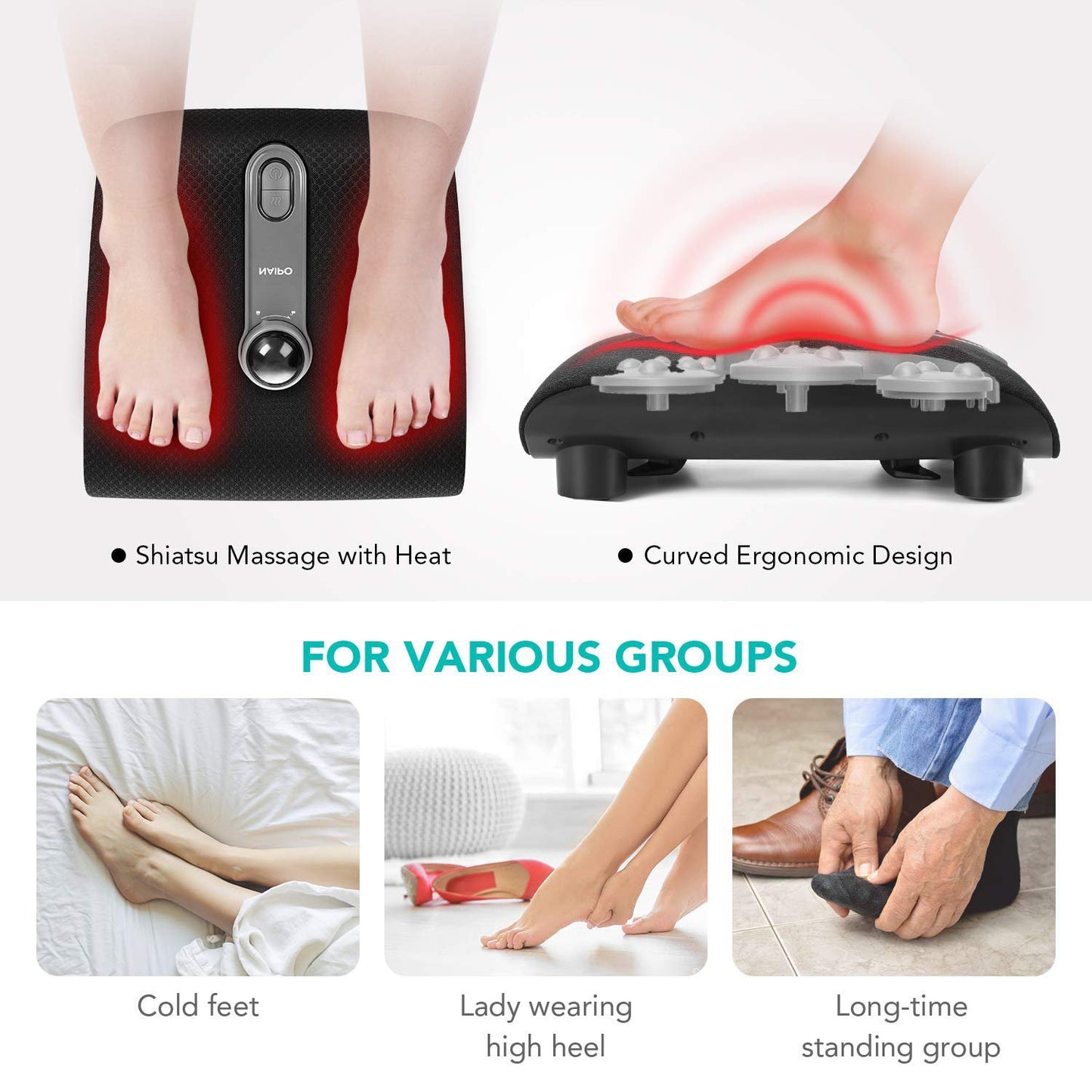 Naipo Foot Massager with Heat and Deep Kneading - NAIPO